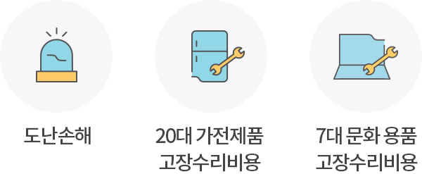 도난손해, 20대 가전제품 고장수리비용, 7대 문화용품 고장수리비용