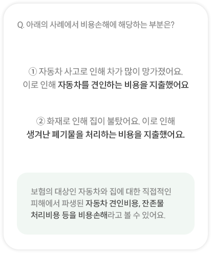 Q. 아래의 사례에서 비용손해에 해당하는 부분은?